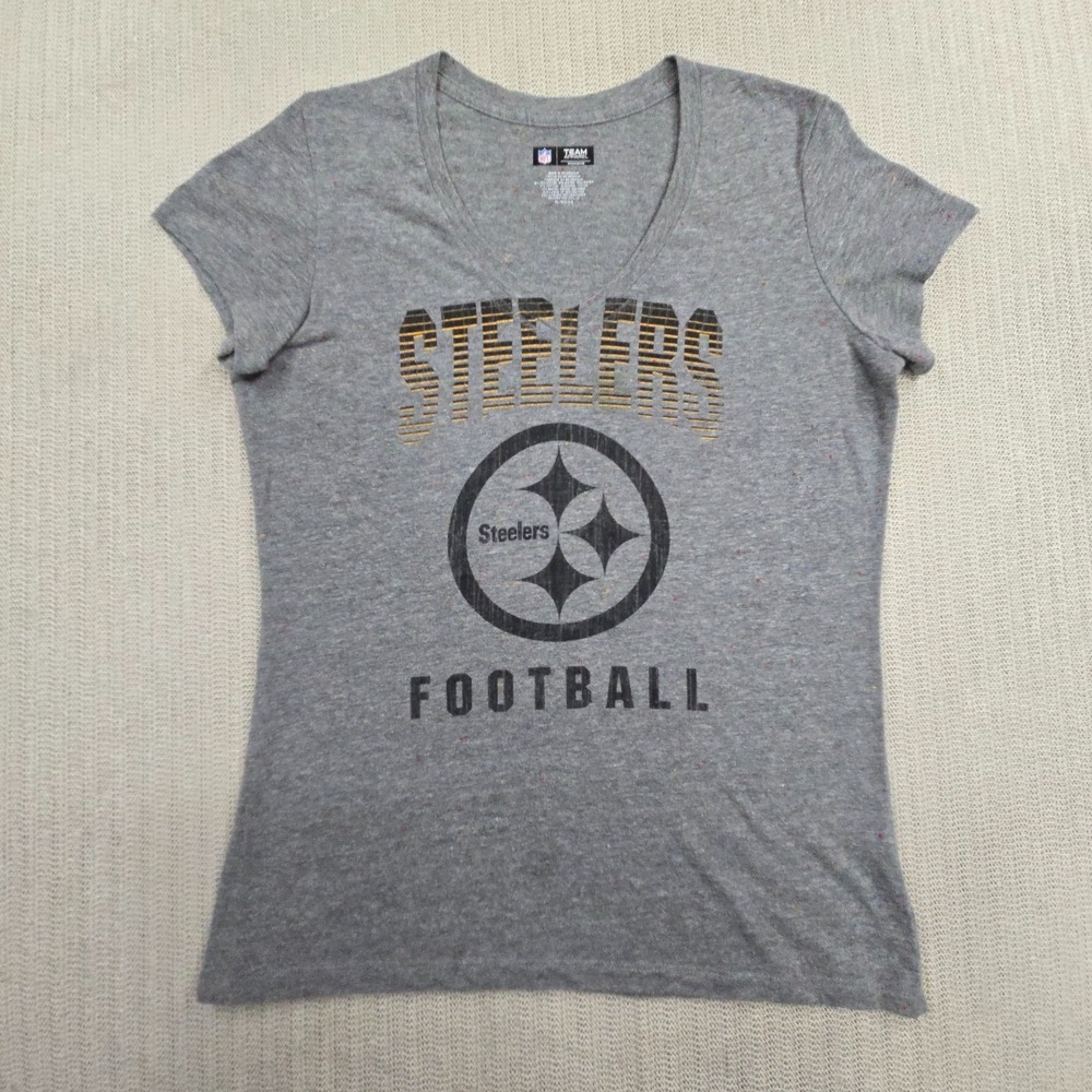 Pittsburgh‎ Steelers Shirt Womens XL Gray V-Neck NFL Football Team Apparel